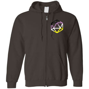 D20 Critical Pride Non-Binary Pride Unisex Zip Hoodie - Dark Chocolate / S