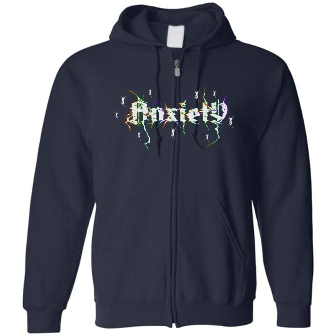Death Metal Anxiety Unisex Zip Hoodie - Navy / S