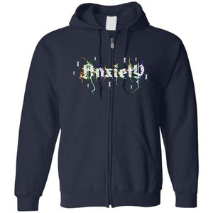 Death Metal Anxiety Unisex Zip Hoodie - Navy / S