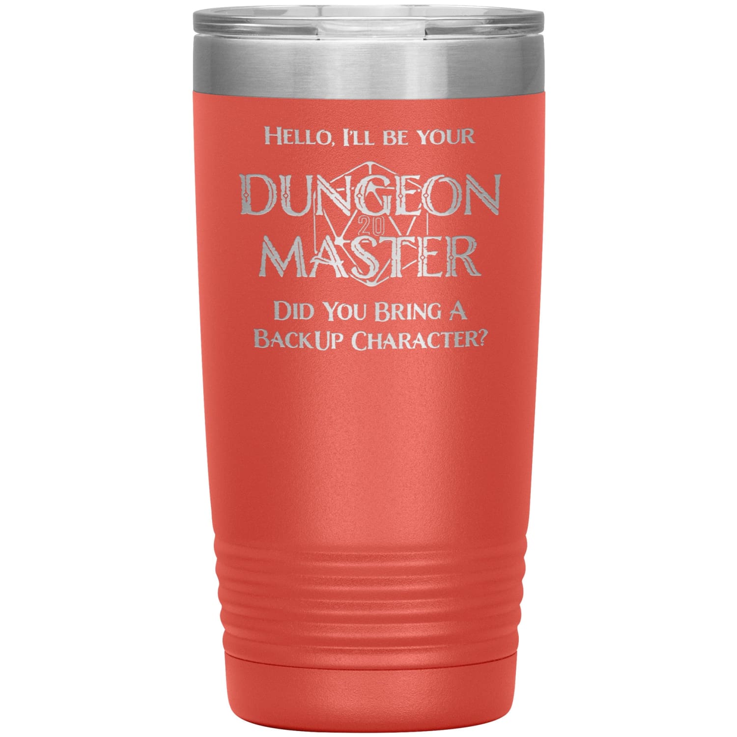 Dungeon Master DM Backup 20oz Vacuum Tumbler - Coral - Tumblers