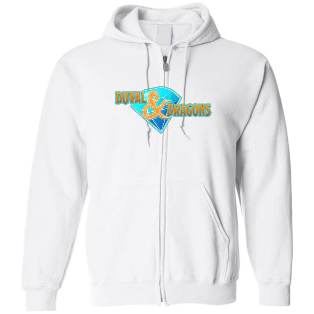 Duval & Dragons Diamond Logo Unisex Zip Hoodie - White / S