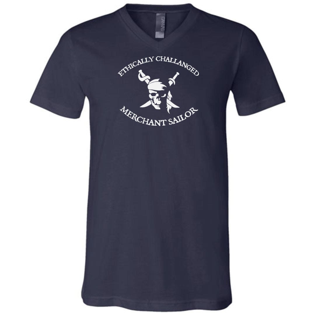 Ethically Challenged Merchant Sailor Unisex Premium V-Neck Tee - Navy / S