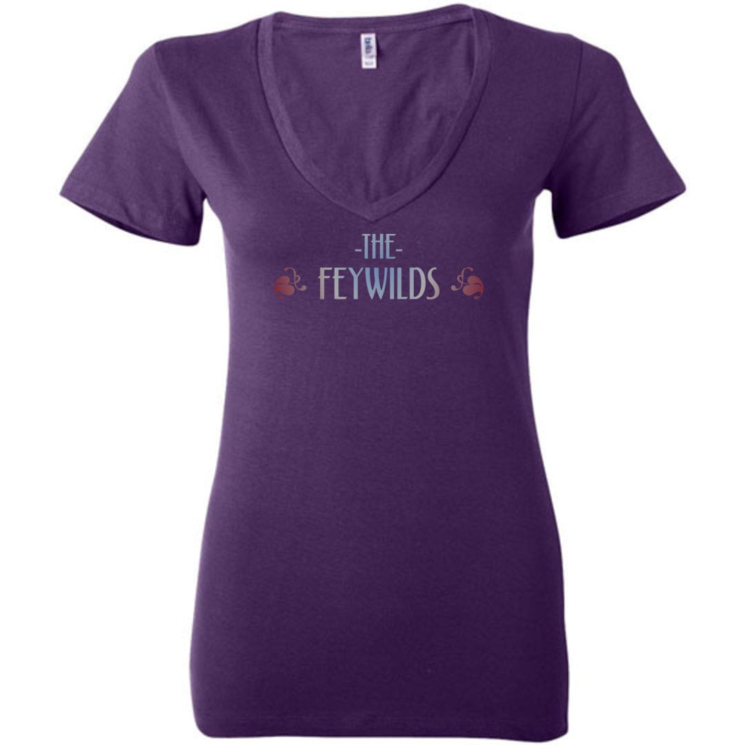 Feywilds Winter Court Womens Premium Deep V - Neck Tee - Team Purple / S
