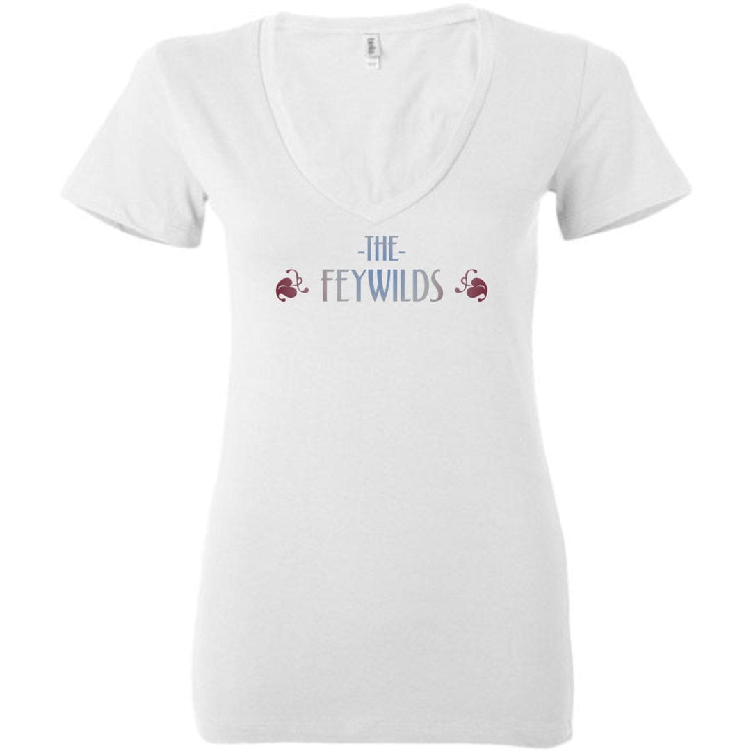 Feywilds Winter Court Womens Premium Deep V - Neck Tee - White / S