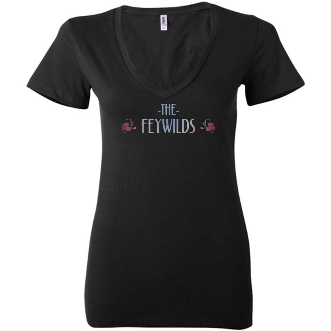 Feywilds Winter Court Womens Premium Deep V - Neck Tee - Black / S