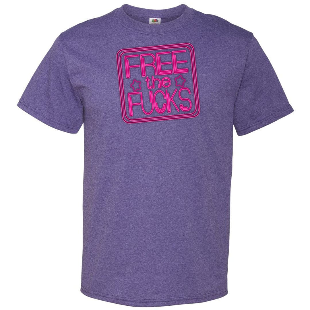 Free The Fucks Pink Neon Unisex Classic Tee - Retro Heather Purple / S