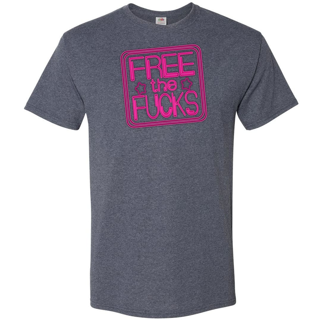 Free The Fucks Pink Neon Unisex Classic Tee - Vintage Heather Navy / S