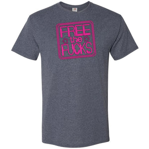 Free The Fucks Pink Neon Unisex Classic Tee - Vintage Heather Navy / S