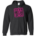 Free The Fucks Pink Neon Unisex Zip Hoodie - Black / S