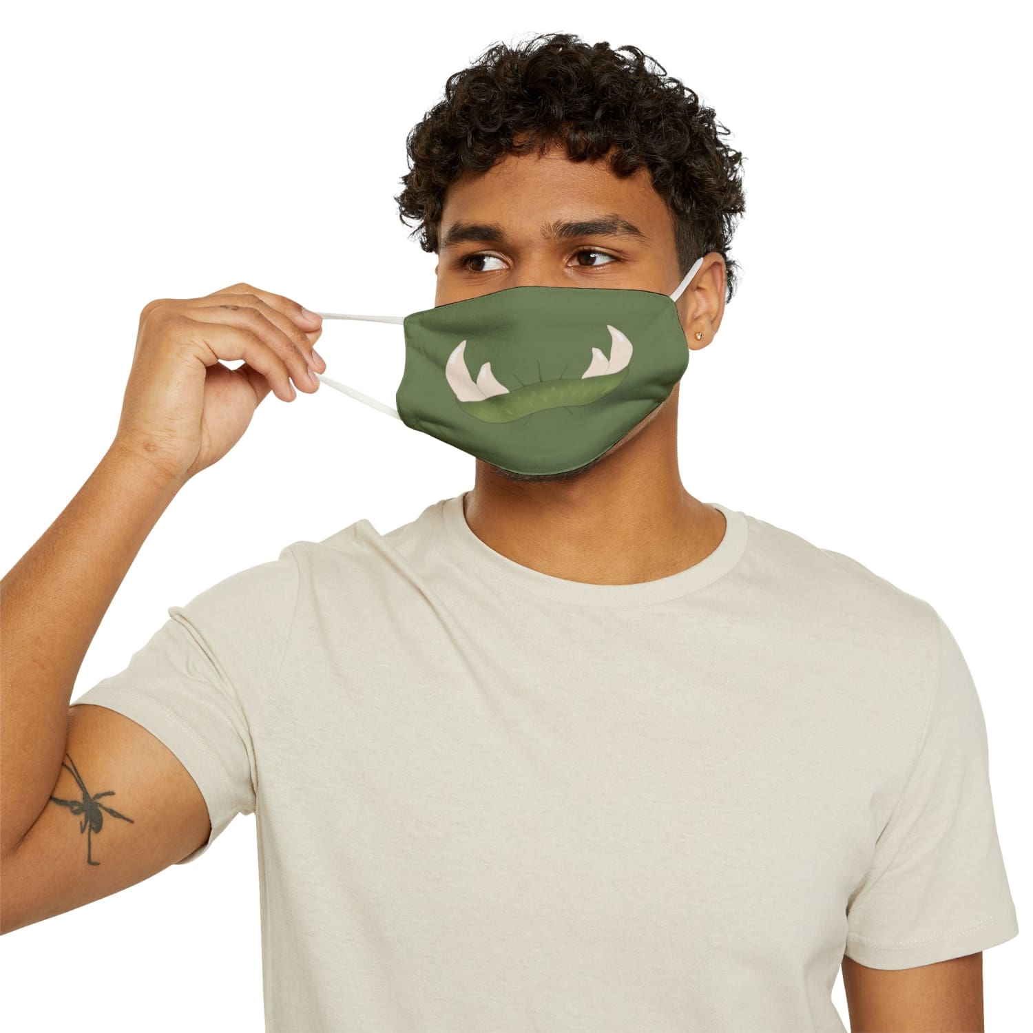 Green Orc Mouth Snug-Fit Fabric Face Mask - 7.3’’ × 4.5’’ - Accessories