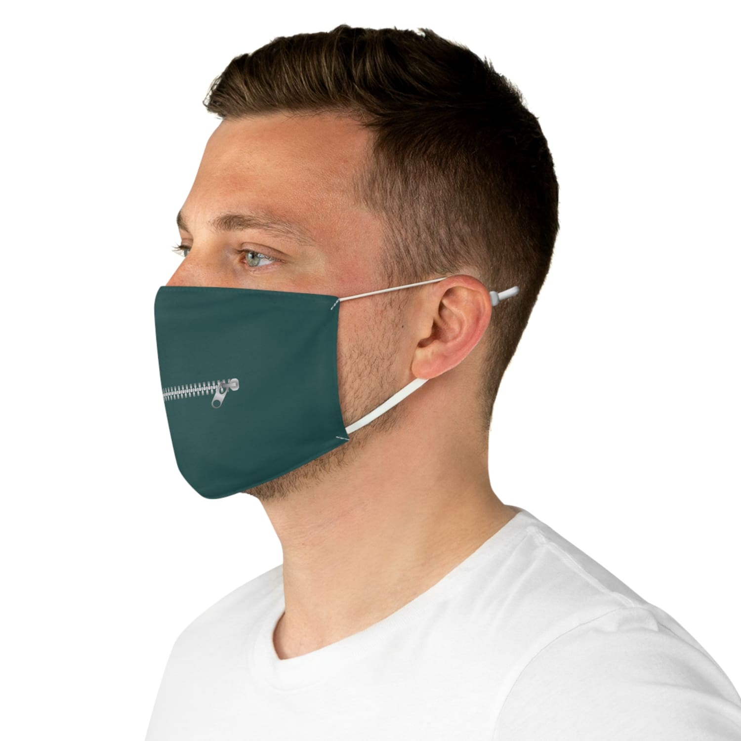 Green Zipper Mouth Fabric Face Mask - One size - Accessories