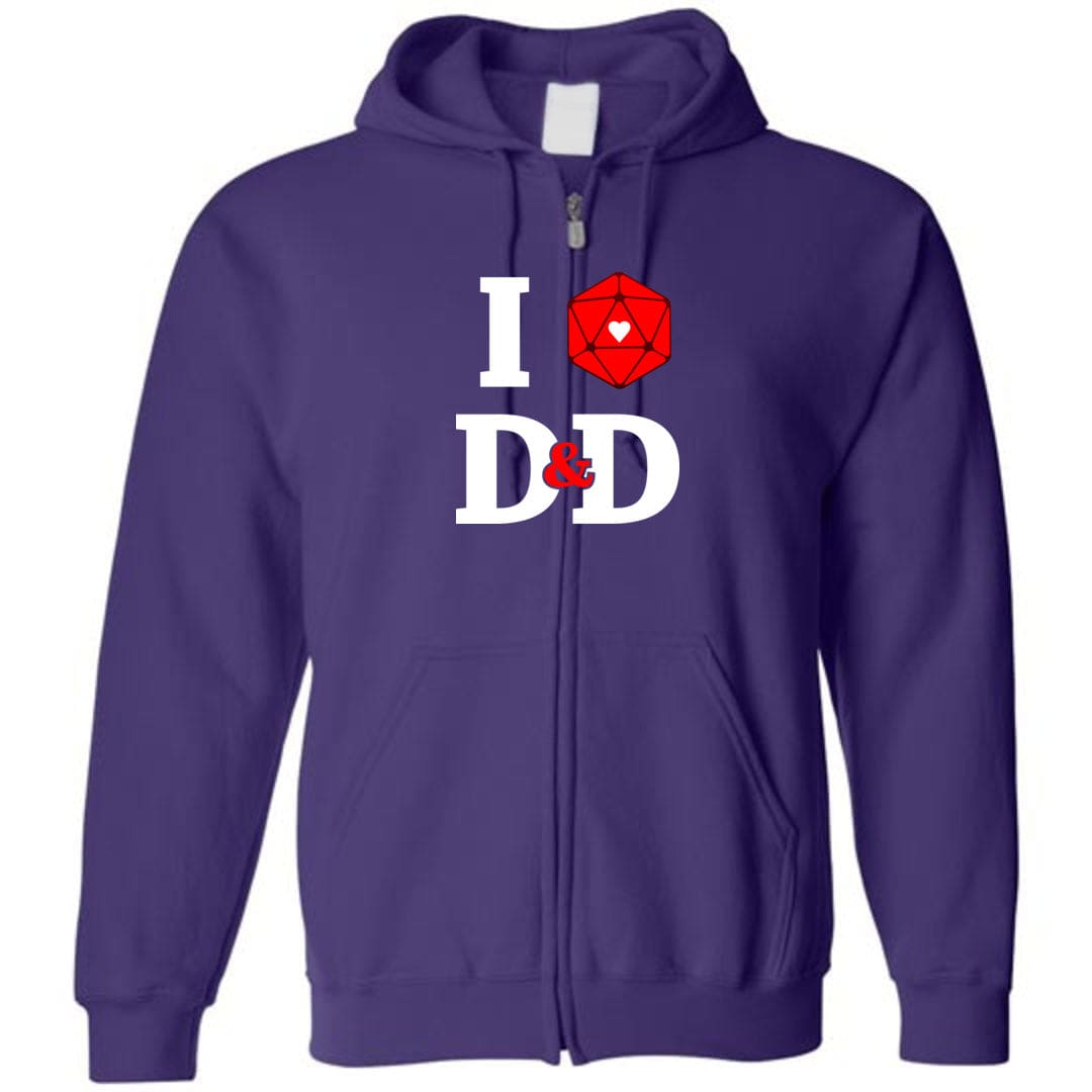 I Heart D&D Unisex Zip Hoodie - Purple / S