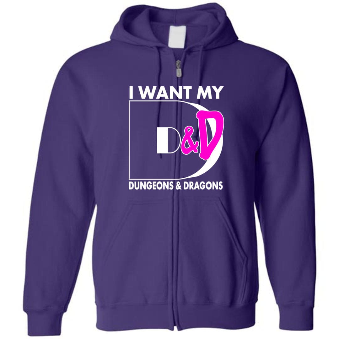 I Want My D&D Unisex Zip Hoodie - Purple / S