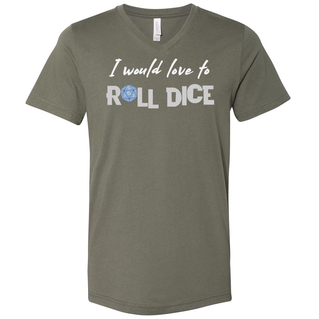 I Would Love To Roll Dice Unisex Premium V-Neck Tee - Military Green / S