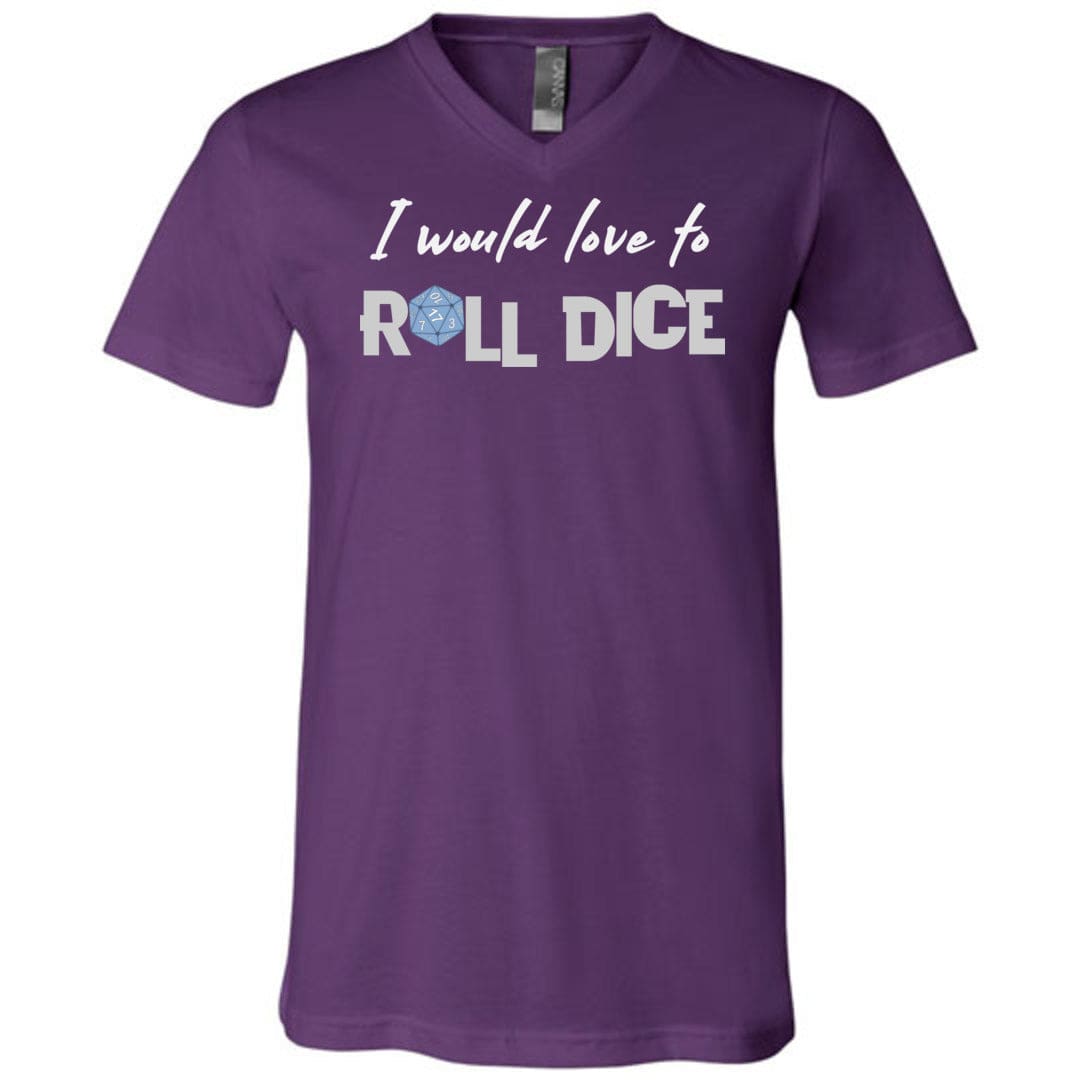I Would Love To Roll Dice Unisex Premium V-Neck Tee - Team Purple / S
