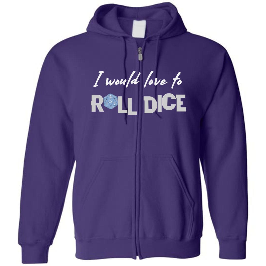 I Would Love To Roll Dice Unisex Zip Hoodie - Purple / S