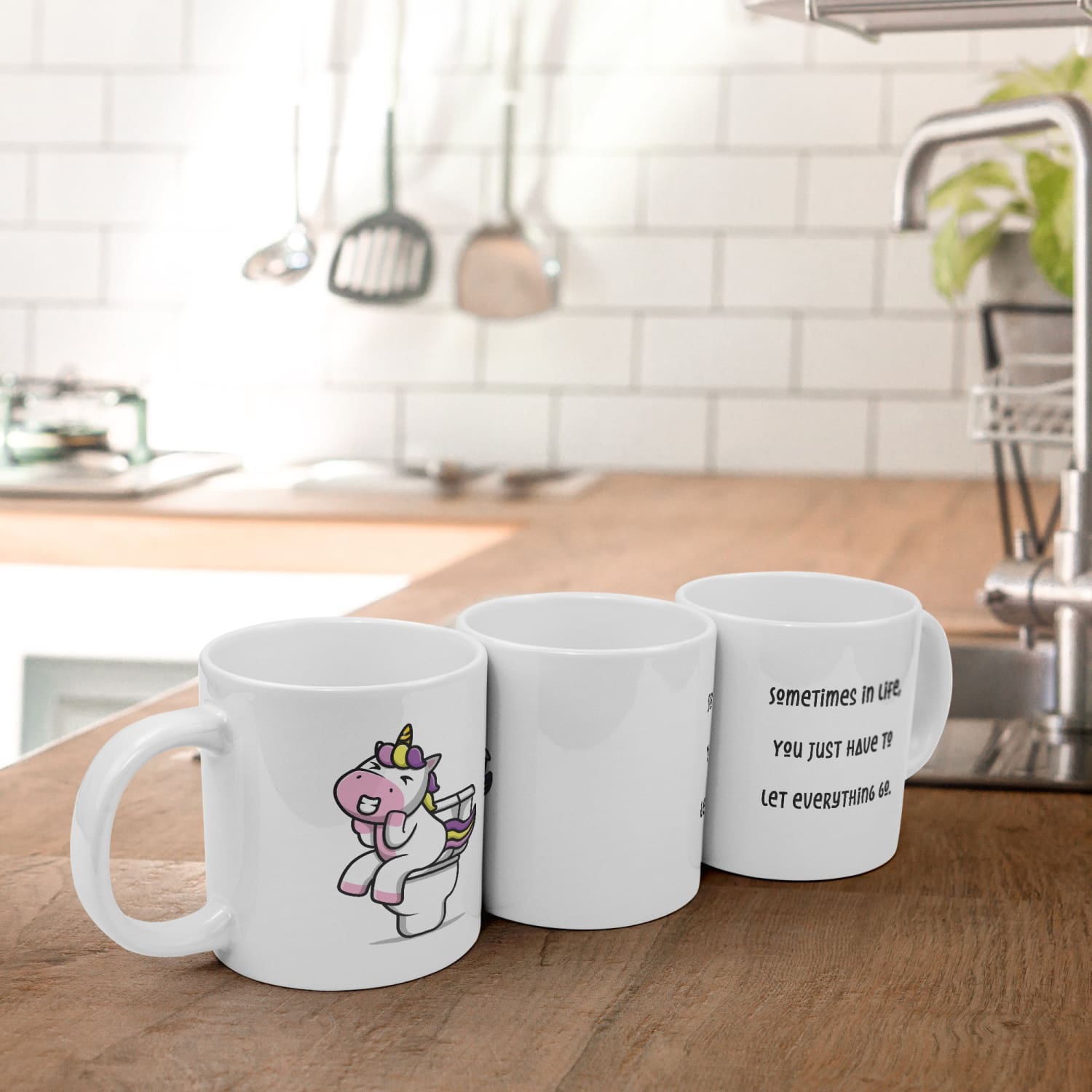 Let Everything Go - Unicorn Poop 20oz White Mug - Full Wrap