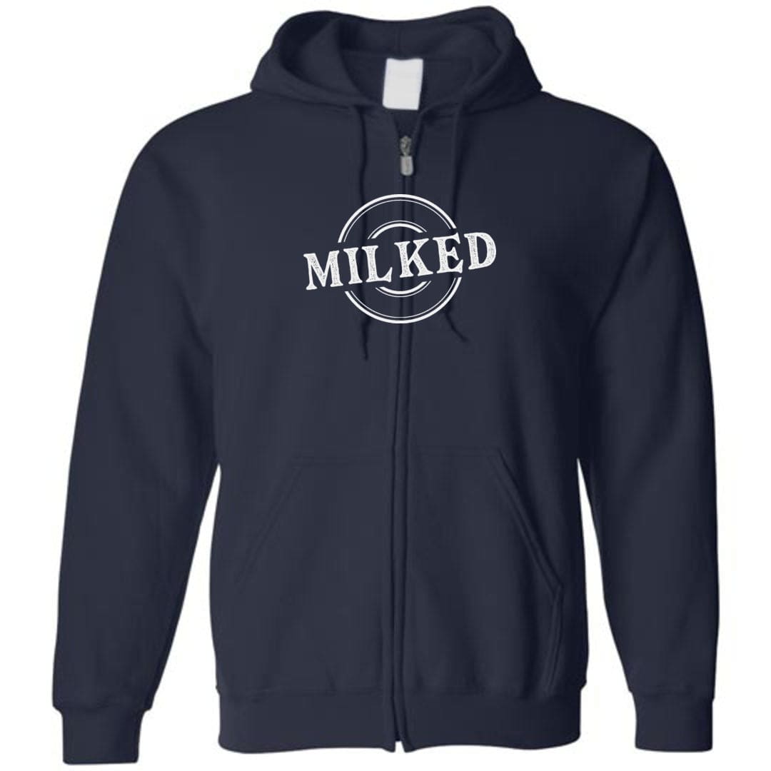 Milked Unisex Zip Hoodie - Navy / S