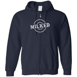 Milked Unisex Zip Hoodie - Navy / S
