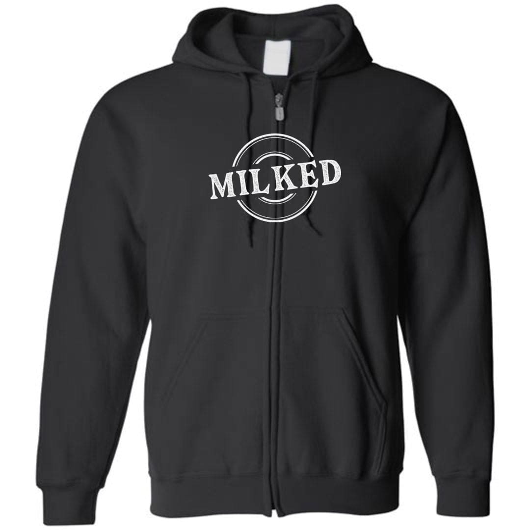 Milked Unisex Zip Hoodie - Black / S