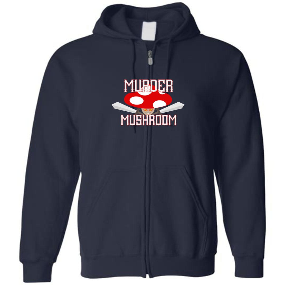 Murder Mushroom Unisex Zip Hoodie - Navy / S