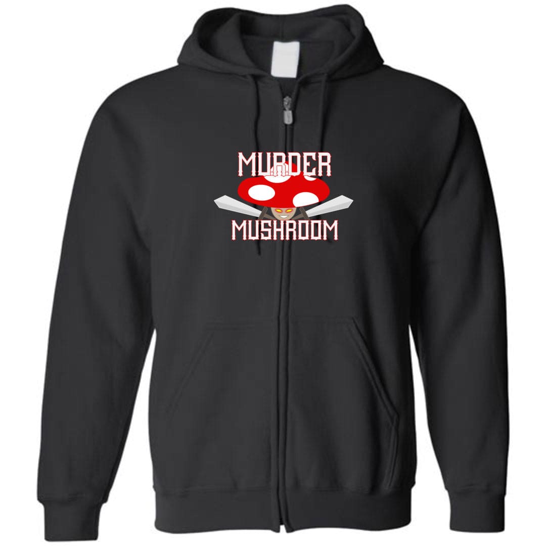 Murder Mushroom Unisex Zip Hoodie - Black / S