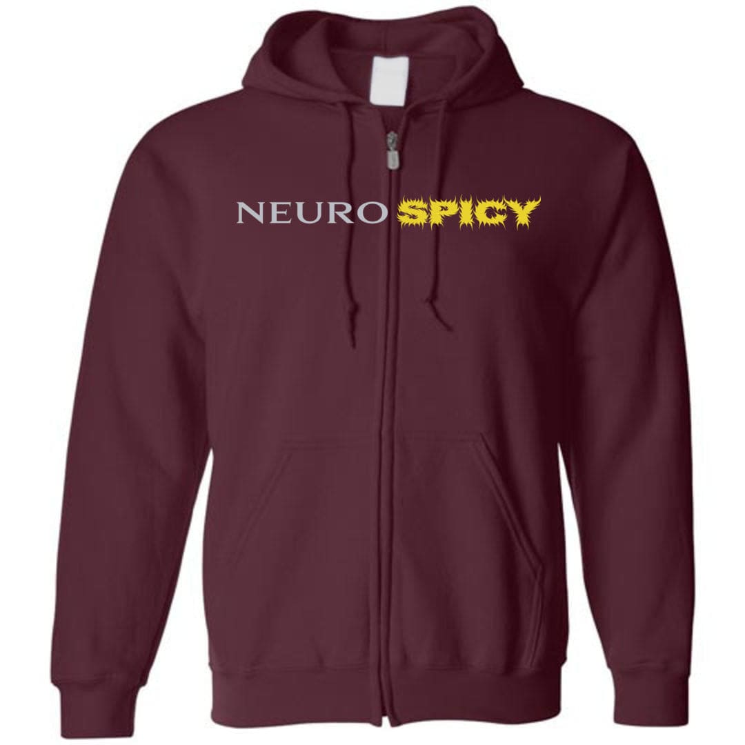 Neuro SPICY Unisex Zip Hoodie - Maroon / S