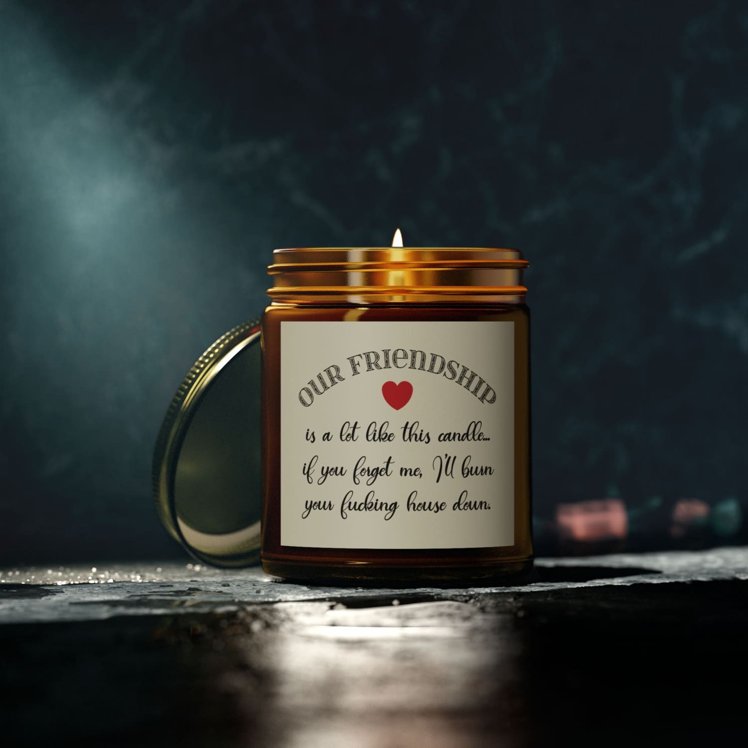 Our Friendship Scented Candle 9oz Midnight Blackberry - 9oz / Amber / Midnight Blackberry - Home Decor