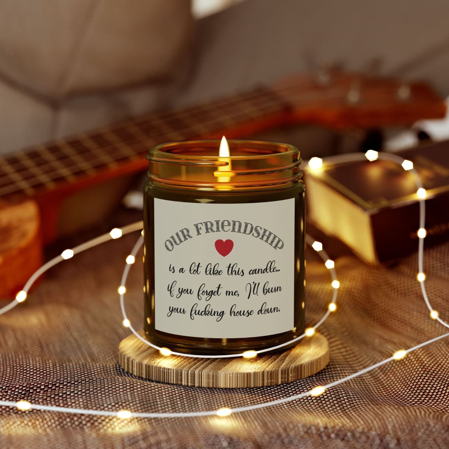 Our Friendship Scented Candle 9oz Midnight Blackberry - 9oz / Amber / Midnight Blackberry - Home Decor