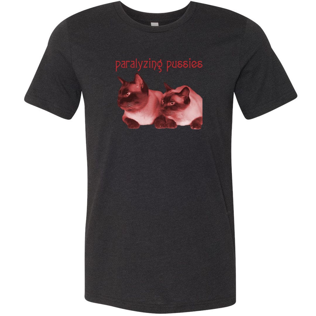 Paralyzing Pussies Siamese Unisex Premium Tee - Black Heather / XS