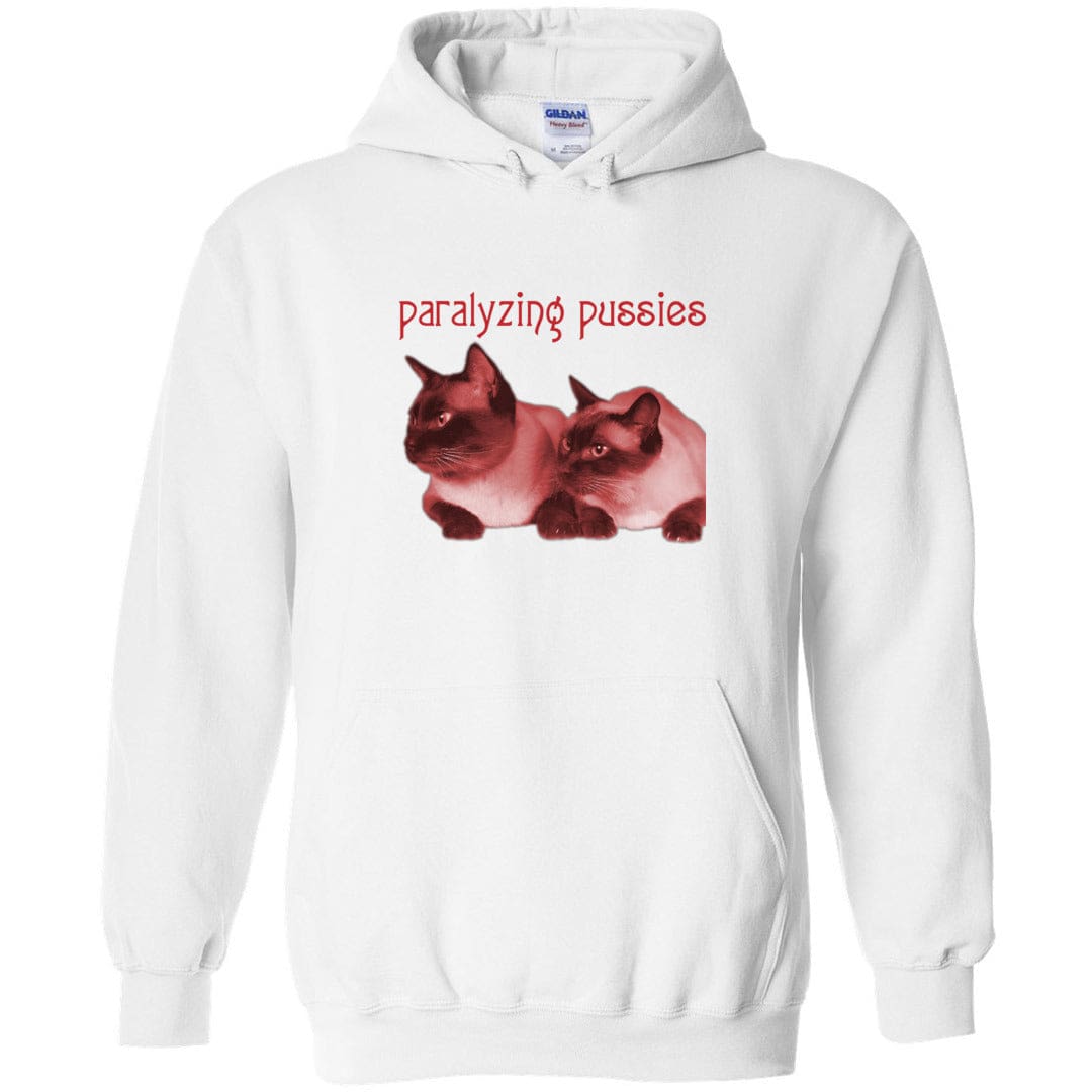Paralyzing Pussies Siamese Unisex Pullover Hoodie - White / S