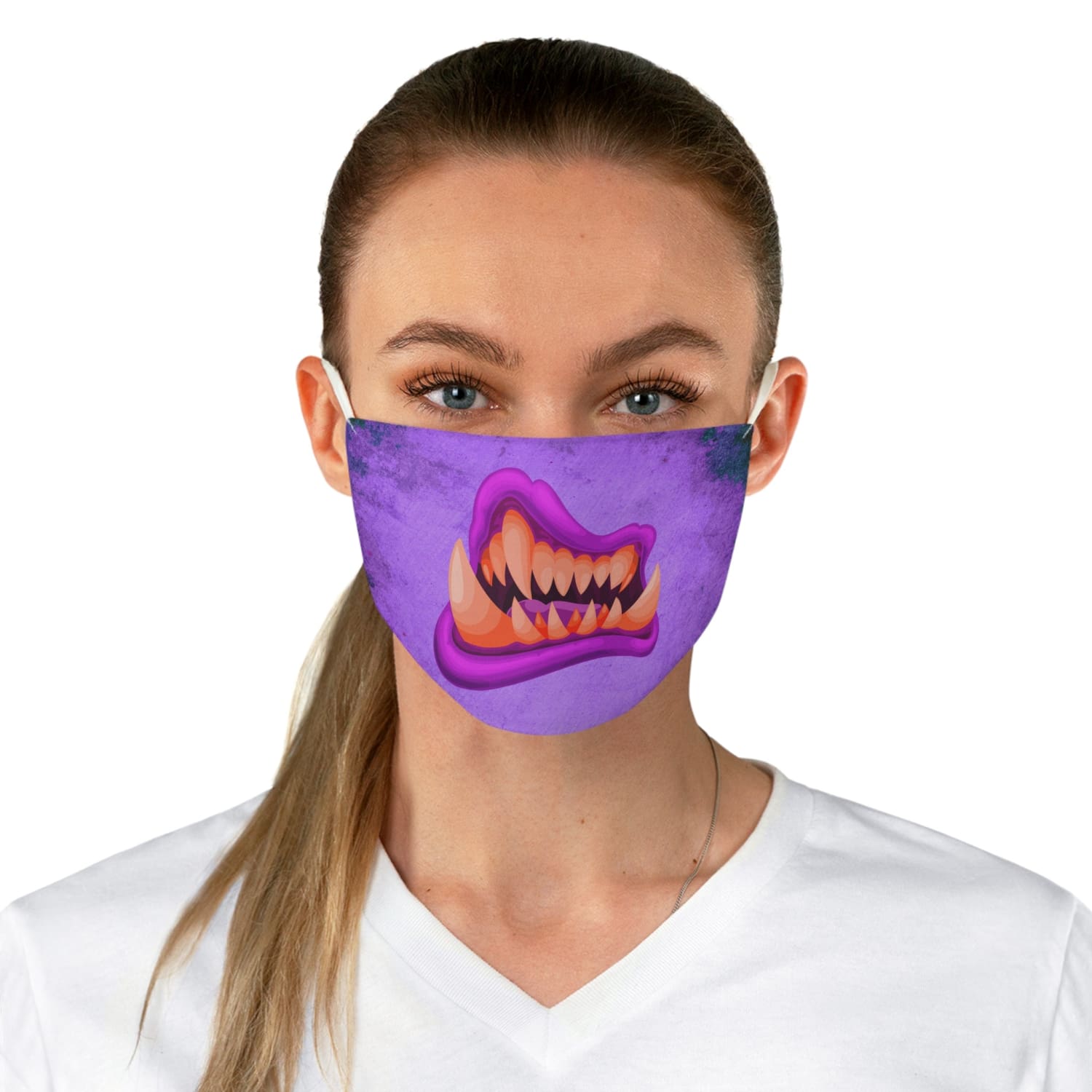 Pink Monster Mouth Fabric Face Mask - One size - Accessories