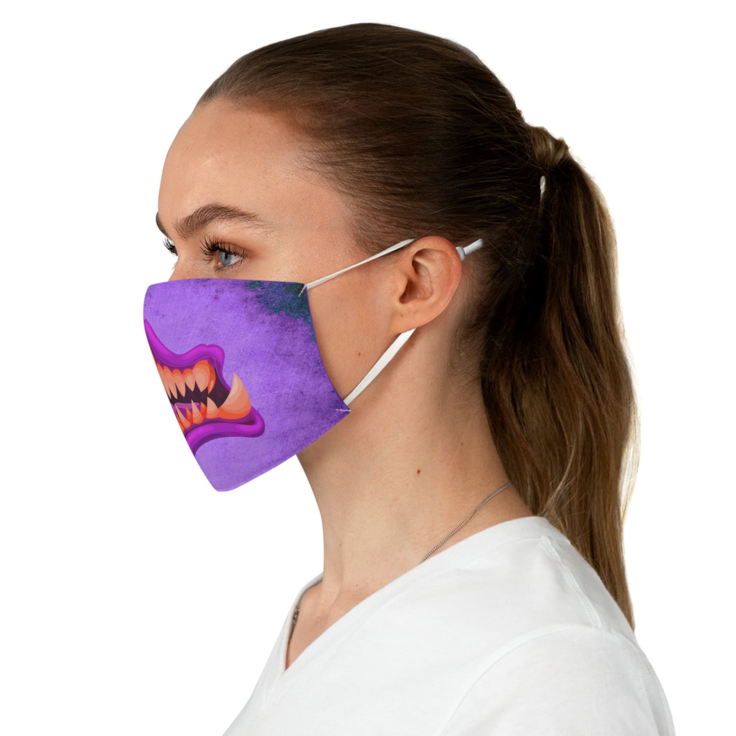 Pink Monster Mouth Fabric Face Mask - One size - Accessories
