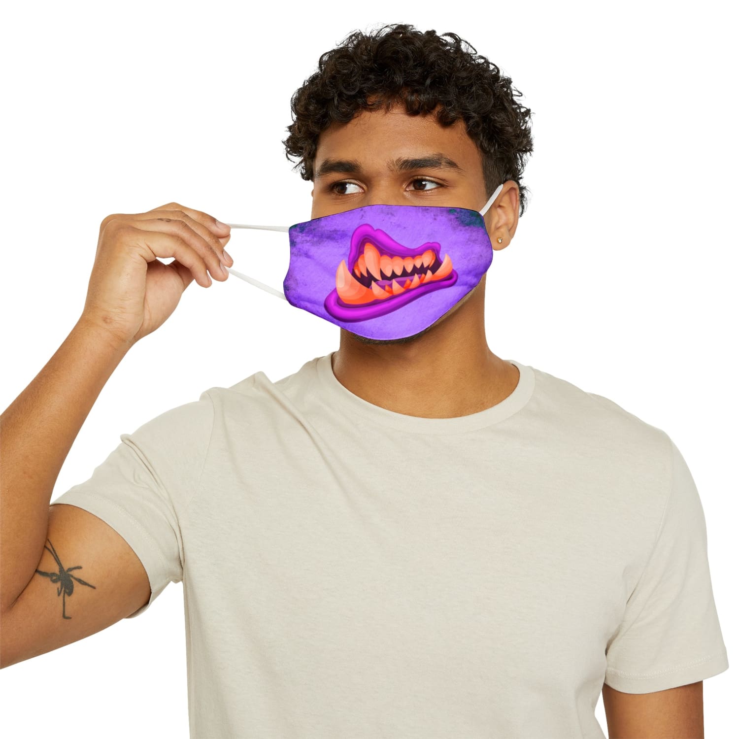 Pink Monster Mouth Snug-Fit Fabric Face Mask - 7.3’’ × 4.5’’ - Accessories