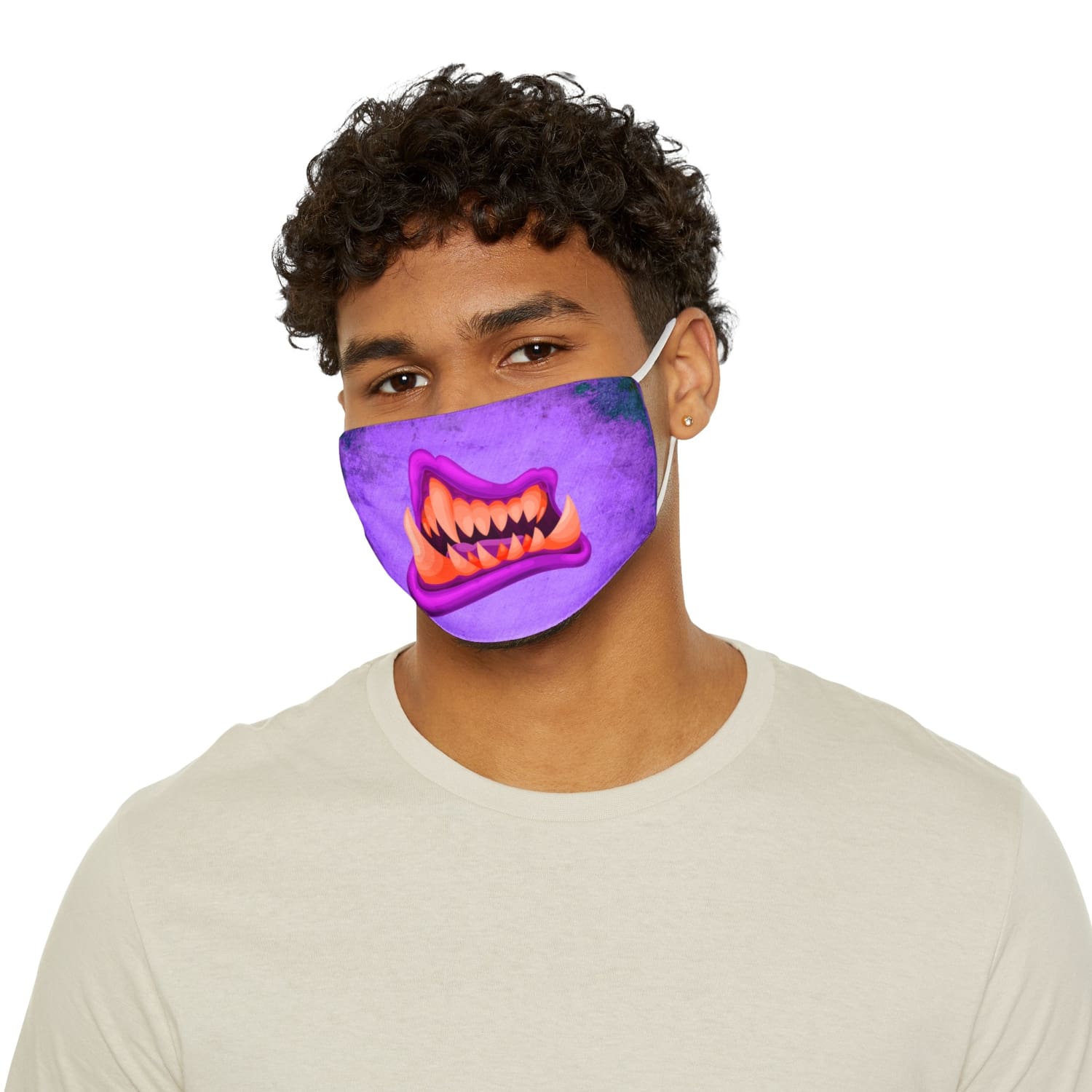 Pink Monster Mouth Snug-Fit Fabric Face Mask - 7.3’’ × 4.5’’ - Accessories