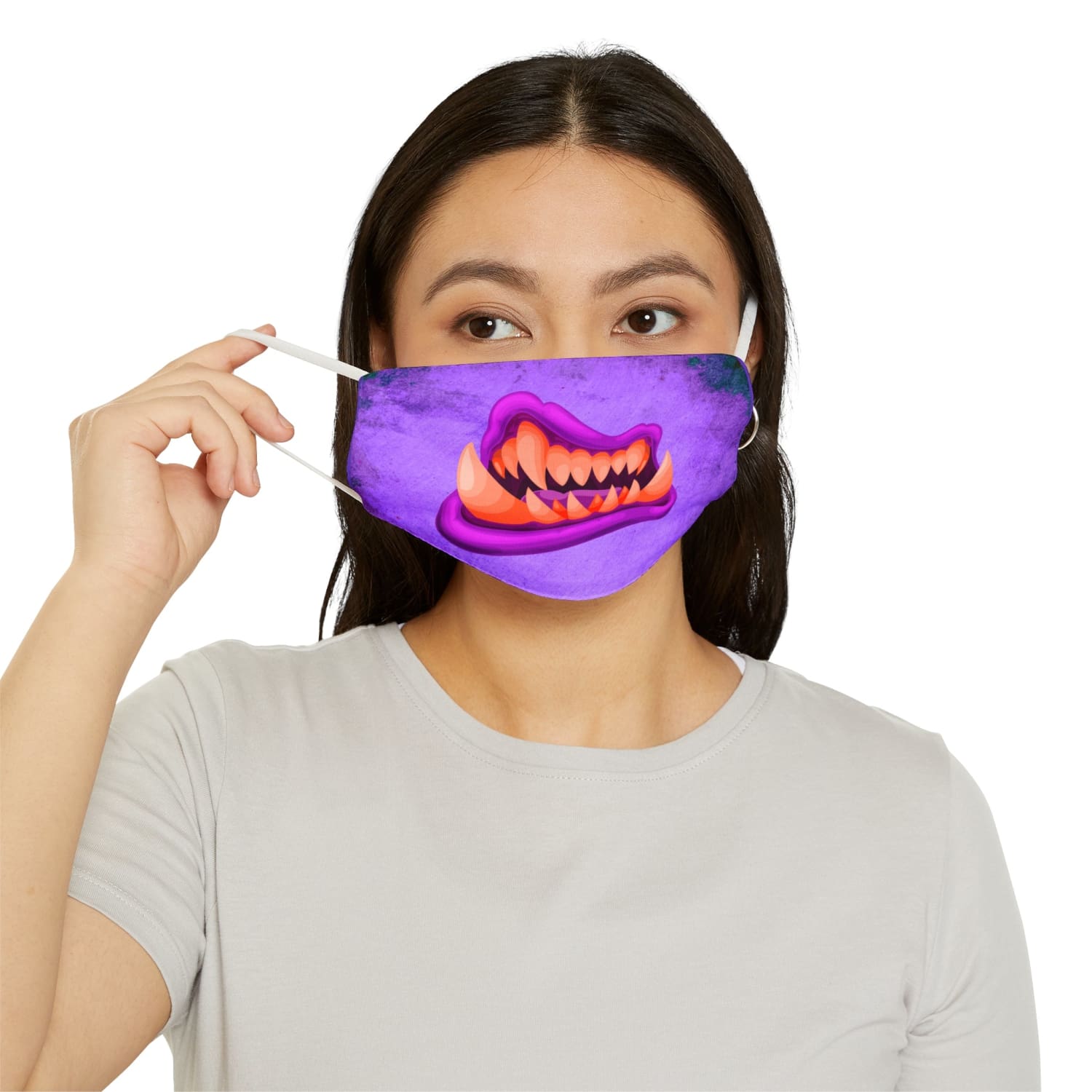 Pink Monster Mouth Snug-Fit Fabric Face Mask - 7.3’’ × 4.5’’ - Accessories