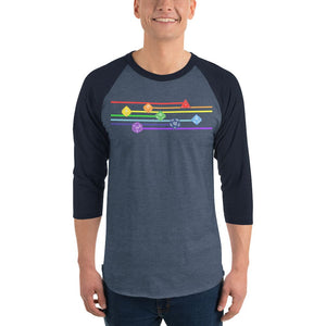 Polyhedral Pride Rainbow Dice Premium 3/4 Sleeve Raglan Shirt