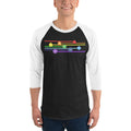 Polyhedral Pride Rainbow Dice Premium 3/4 Sleeve Raglan Shirt - Black/White / XS