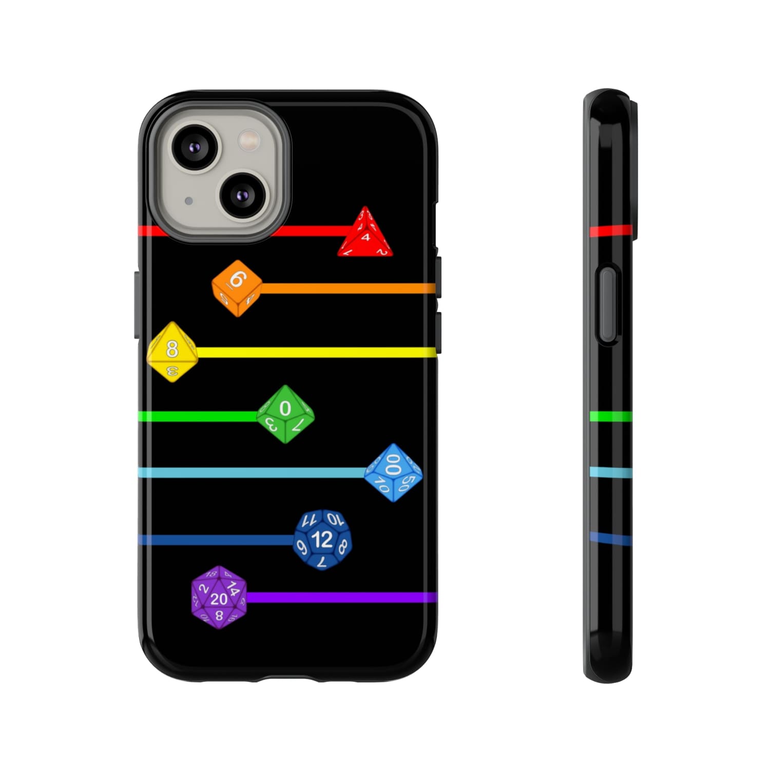 Polyhedral Pride Rainbow Dice PY Tough Phone Case - iPhone 14 / Glossy - Phone Case