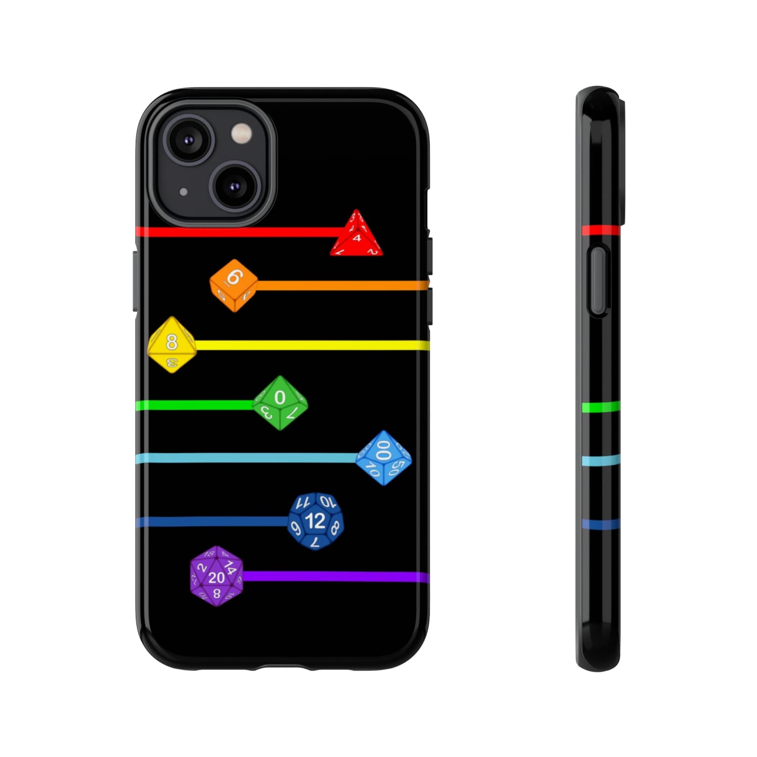 Polyhedral Pride Rainbow Dice PY Tough Phone Case - iPhone 14 Plus / Glossy - Phone Case