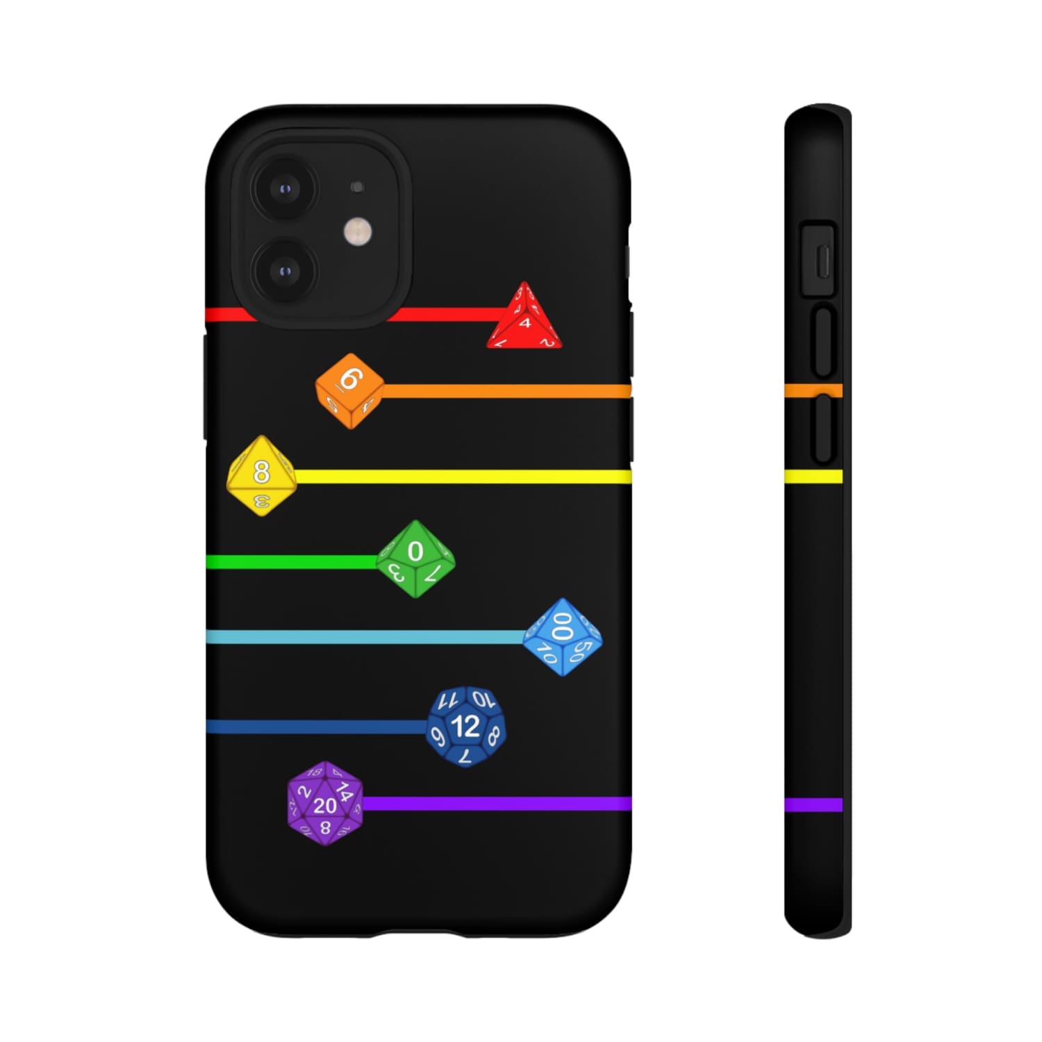 Polyhedral Pride Rainbow Dice PY Tough Phone Case - iPhone 12 Mini / Matte - Phone Case