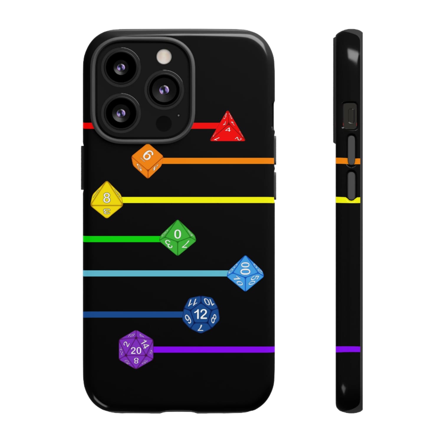 Polyhedral Pride Rainbow Dice PY Tough Phone Case - iPhone 13 Pro / Glossy - Phone Case