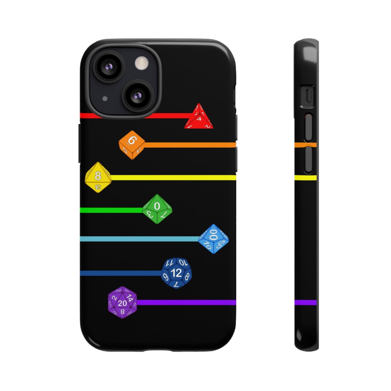 Polyhedral Pride Rainbow Dice PY Tough Phone Case - iPhone 13 Mini / Glossy - Phone Case