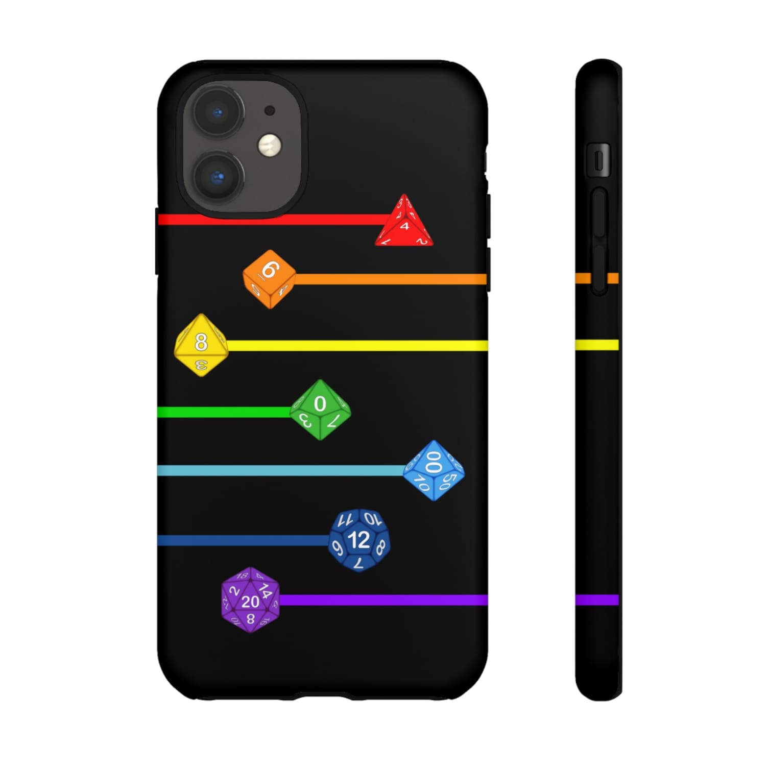 Polyhedral Pride Rainbow Dice PY Tough Phone Case - iPhone 11 / Matte - Phone Case