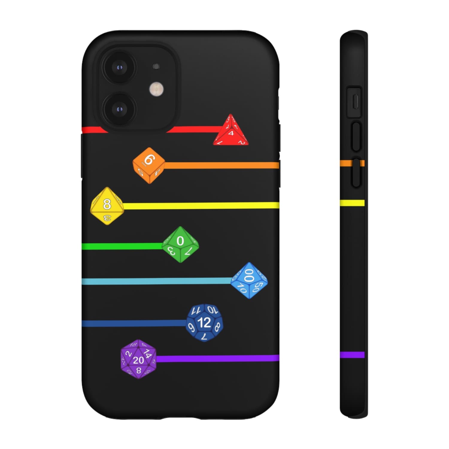 Polyhedral Pride Rainbow Dice PY Tough Phone Case - iPhone 12 / Matte - Phone Case