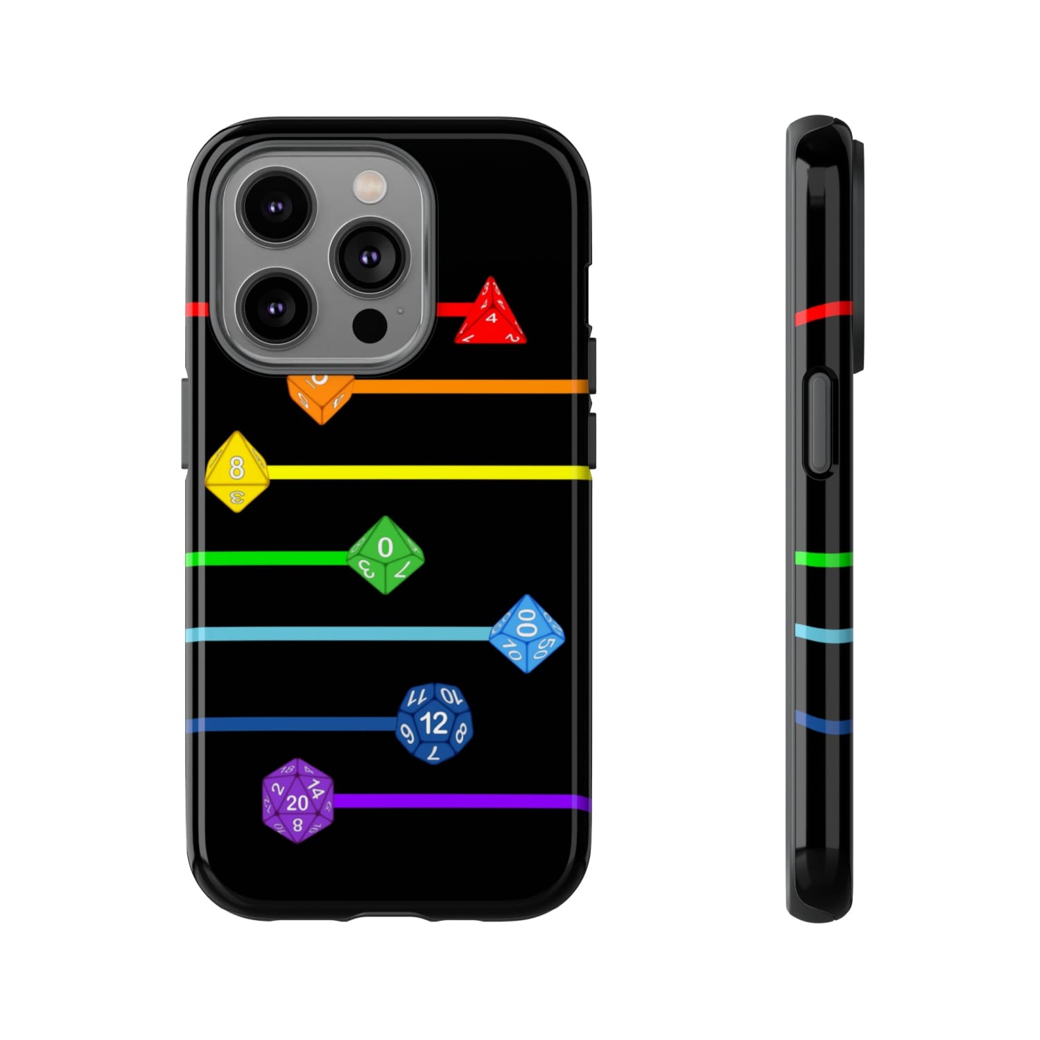 Polyhedral Pride Rainbow Dice PY Tough Phone Case - iPhone 14 Pro / Glossy - Phone Case