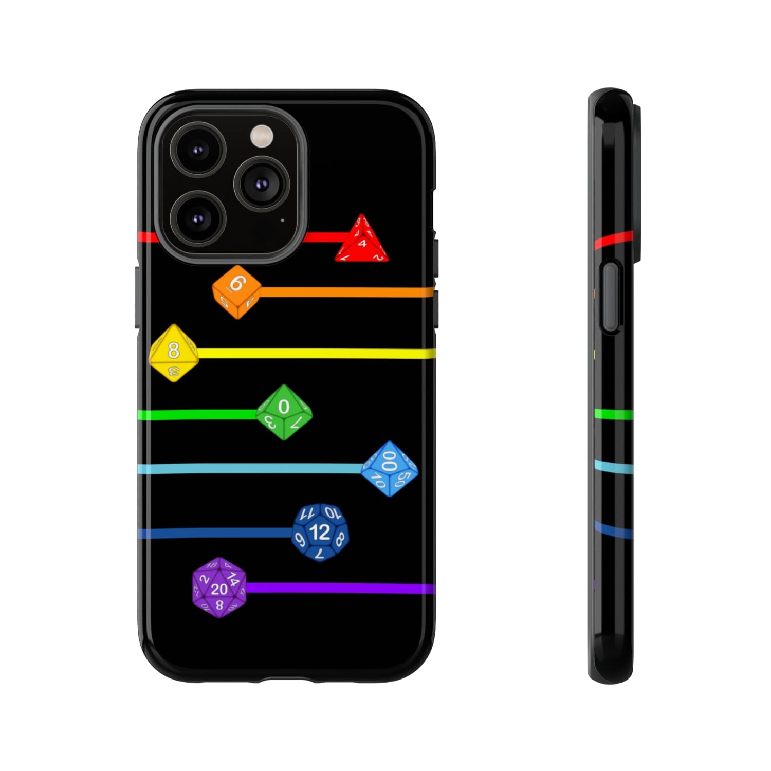 Polyhedral Pride Rainbow Dice PY Tough Phone Case - iPhone 14 Pro Max / Glossy - Phone Case