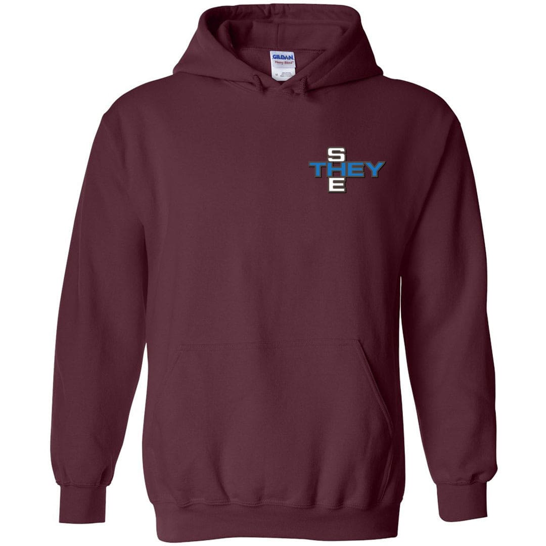 Pronoun Crossword They She Unisex Pullover Hoodie - Maroon / S