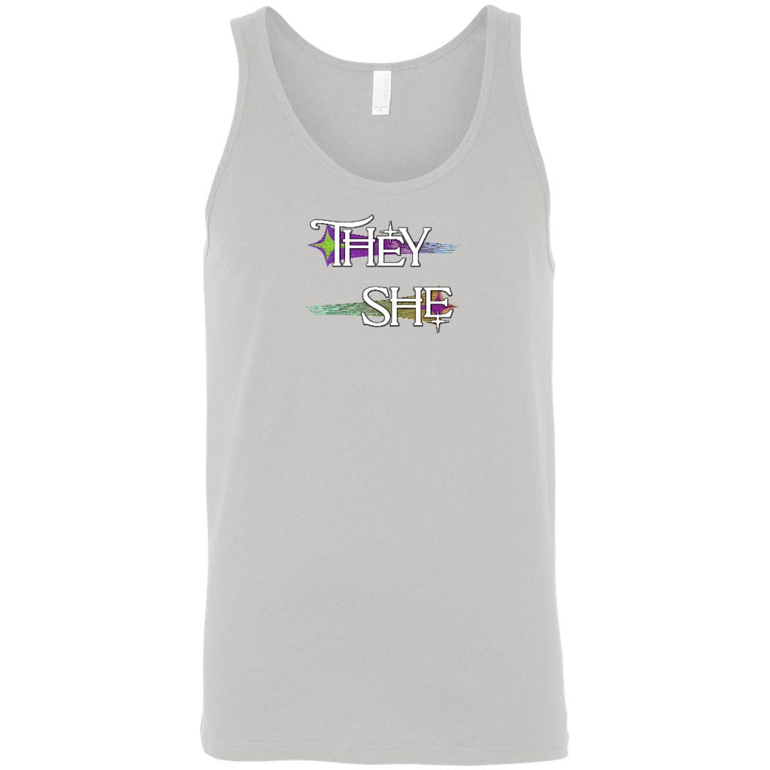 Pronoun Wishing Star They She Unisex Premium Tank - Silver / S