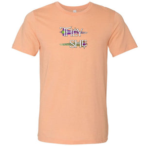 Pronoun Wishing Star They She Unisex Premium Tee - Heather Peach / XS